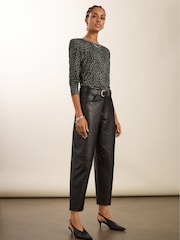 Baukjen Shae Printed Jersey Crew Neck Brown Top - Image 3 of 4