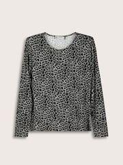 Baukjen Shae Printed Jersey Crew Neck Brown Top - Image 4 of 4