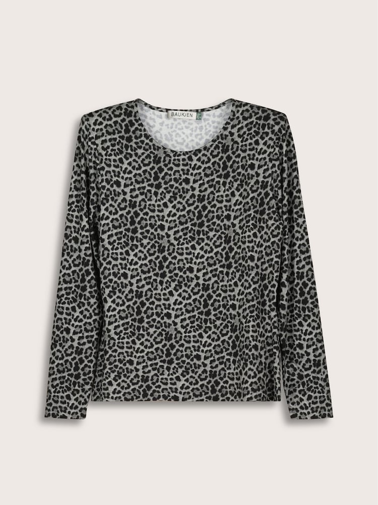 Baukjen Shae Printed Jersey Crew Neck Brown Top - Image 4 of 4