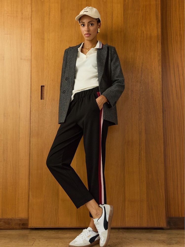 Baukjen Jay Side Stripe Tapered Black Trousers - Image 1 of 4