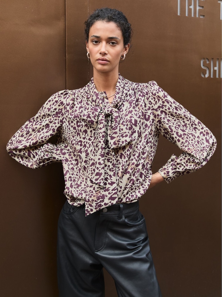 Baukjen Purple Ischia Printed Bow Neck Blouse - Image 1 of 4