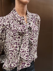 Baukjen Purple Ischia Printed Bow Neck Blouse - Image 3 of 4