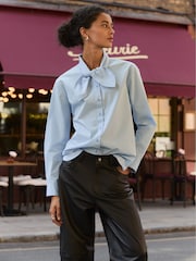 Baukjen Blue Kai Cotton Tie Neck Shirt - Image 1 of 4