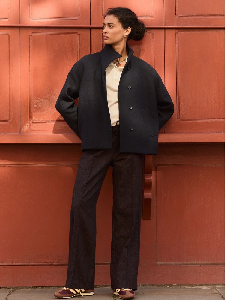 Baukjen Blue Ashton Wool Blend Short Coat - Image 2 of 4