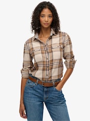 Superdry Nude Lumberjack Check Flannel Shirt - Image 1 of 7