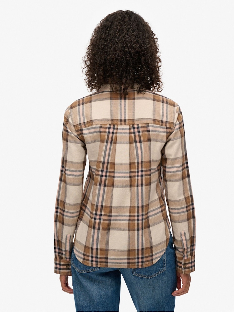 Superdry Nude Lumberjack Check Flannel Shirt - Image 2 of 7
