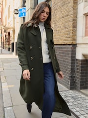 Baukjen Green Ingrid Belted Wool Trench Coat - Image 1 of 4