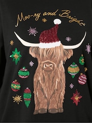 Yours Curve Black Highland Cow Novelty Sweatshirt - Image 5 of 5