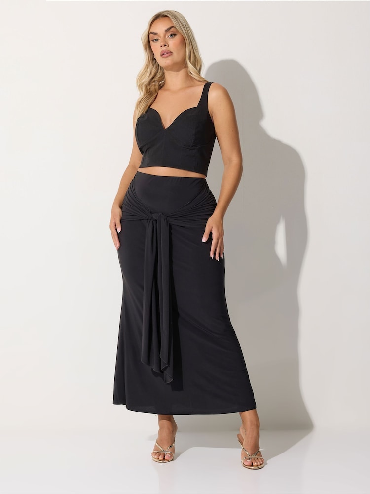 Yours Curve Black Limited Tie Maxi Skirt - Image 1 of 6 Yours Curve Black Limited Tie Maxi Skirt - Image 1 of 6