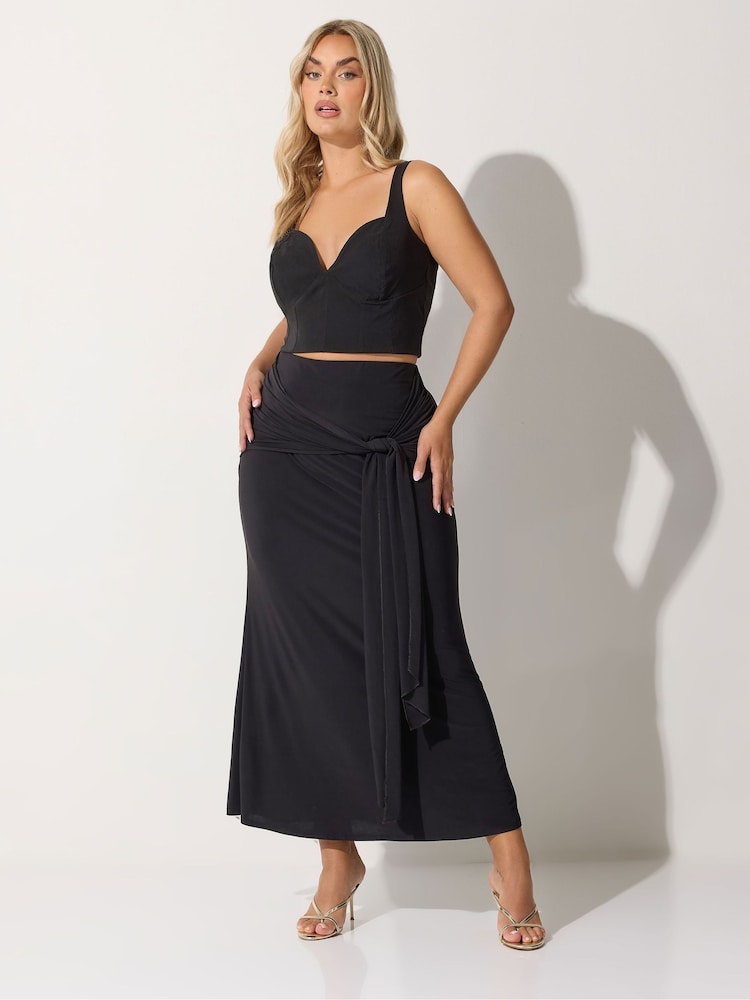 Yours Curve Black Limited Tie Maxi Skirt - Image 2 of 6 Yours Curve Black Limited Tie Maxi Skirt - Image 2 of 6