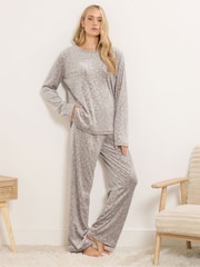 Long Tall Sally Natural Super Luxe Embossed Pyjamas Set - Image 1 of 5