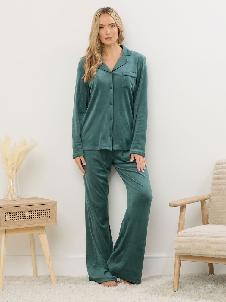 Long Tall Sally Green Super Luxe Pyjamas Set - Image 1 of 5