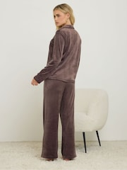 PixieGirl Petite Brown Super Luxe Long Sleeve Pyjamas Set - Image 3 of 5