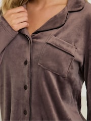PixieGirl Petite Brown Super Luxe Long Sleeve Pyjamas Set - Image 4 of 5