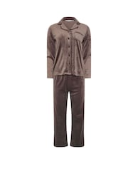 PixieGirl Petite Brown Super Luxe Long Sleeve Pyjamas Set - Image 5 of 5