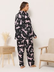 Yours Curve Blue Satin Pyjamas Set - Image 3 of 5