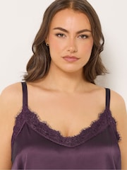 Yours Curve Red Satin Lace Cami Pyjamas Set - Image 4 of 5