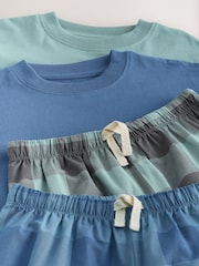 Blue/Green Check Short Sleeve Woven Long Pyjamas 2 Pack (3-16yrs) - Image 8 of 9