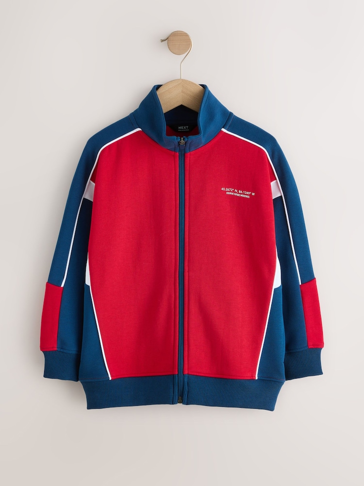 أحمر - سترة رياضية بأجزاء مقسمة وسحاب أمامي (3-16سنة) - صورة 1 من 5