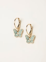 FatFace Gold Tone Butterfly Drop Earrings - Image 1 of 2