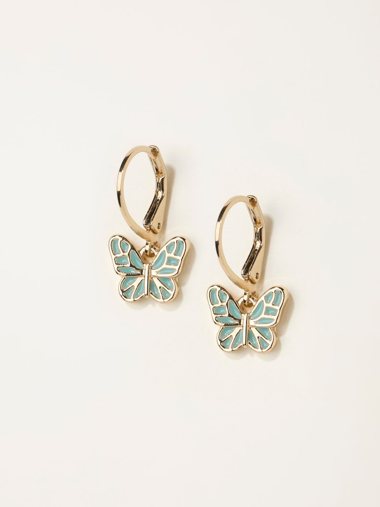 FatFace Gold Tone Butterfly Drop Earrings - Image 1 of 2