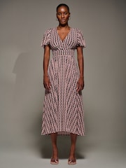 Jolie Moi Pink Mesh Short Sleeve Midaxi Dress - Image 1 of 6