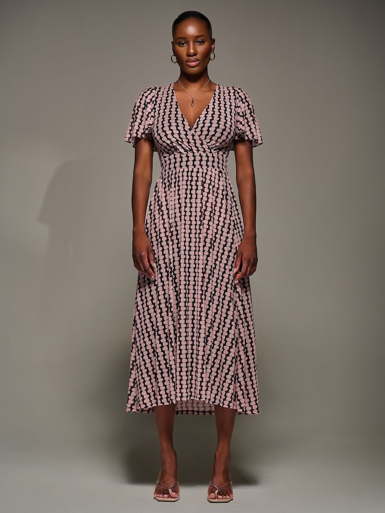 Jolie Moi Pink Mesh Short Sleeve Midaxi Dress - Image 1 of 6 Jolie Moi Pink Mesh Short Sleeve Midaxi Dress - Image 1 of 6