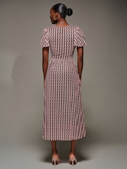 Jolie Moi Pink Mesh Short Sleeve Midaxi Dress - Image 2 of 6