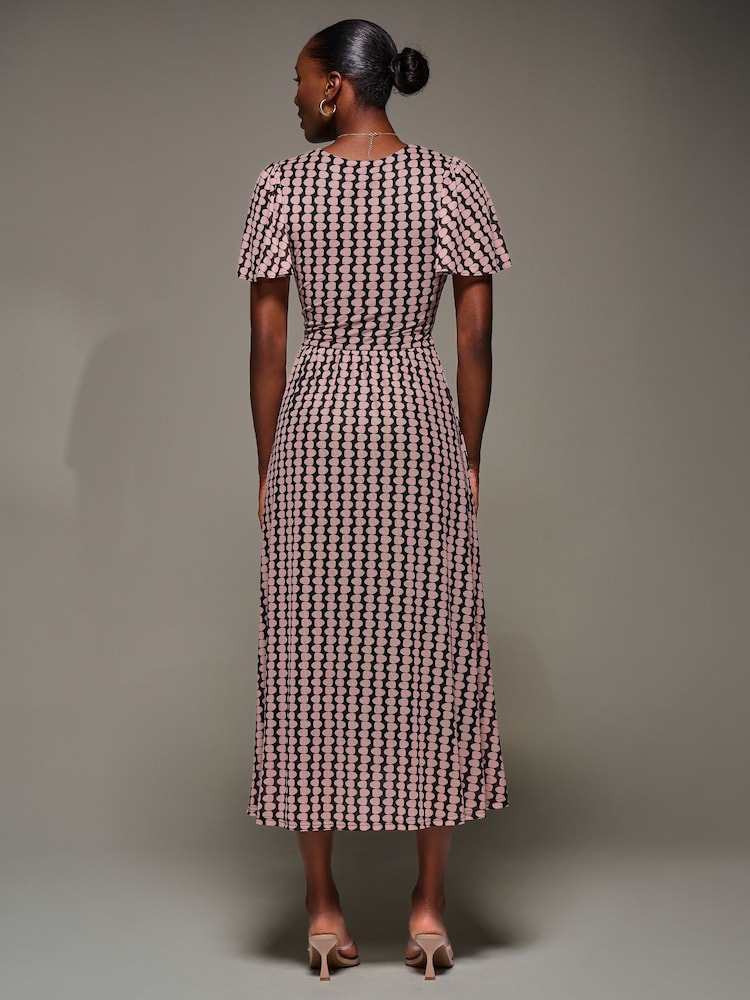 Jolie Moi Pink Mesh Short Sleeve Midaxi Dress - Image 2 of 6 Jolie Moi Pink Mesh Short Sleeve Midaxi Dress - Image 2 of 6
