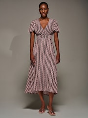 Jolie Moi Pink Mesh Short Sleeve Midaxi Dress - Image 4 of 6