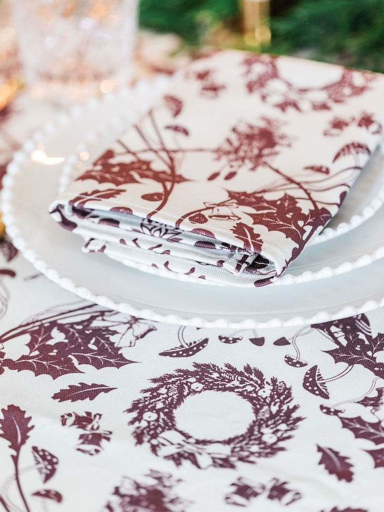 Avalon Home Burgundy Stag & Wreath Tablecloth - Image 6 of 6 Avalon Home Burgundy Stag & Wreath Tablecloth - Image 6 of 6