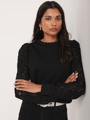 Mint Velvet Lace Sleeve Sweatshirt - Slika 2 iz 8
