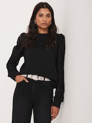 Mint Velvet Lace Sleeve Sweatshirt - Slika 4 iz 8