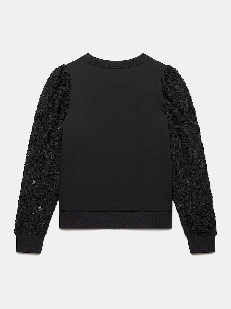 Mint Velvet Black Lace Sleeve Sweatshirt - Image 8 of 8 Mint Velvet Black Lace Sleeve Sweatshirt - Image 8 of 8