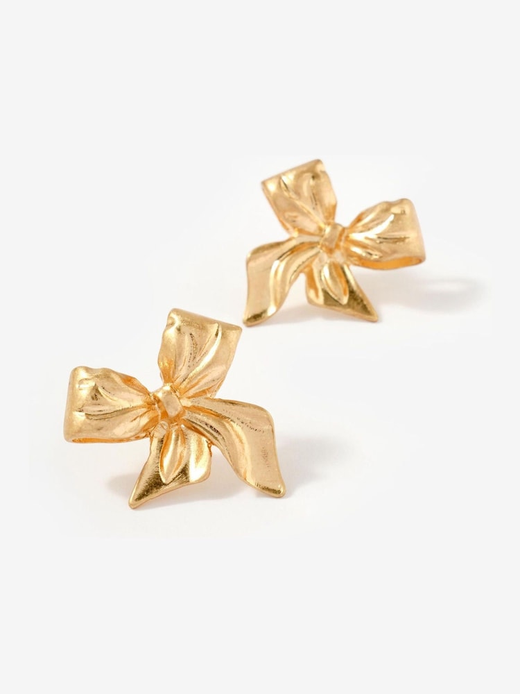 Mint Velvet Gold Tone Bow Earrings - Image 2 of 3