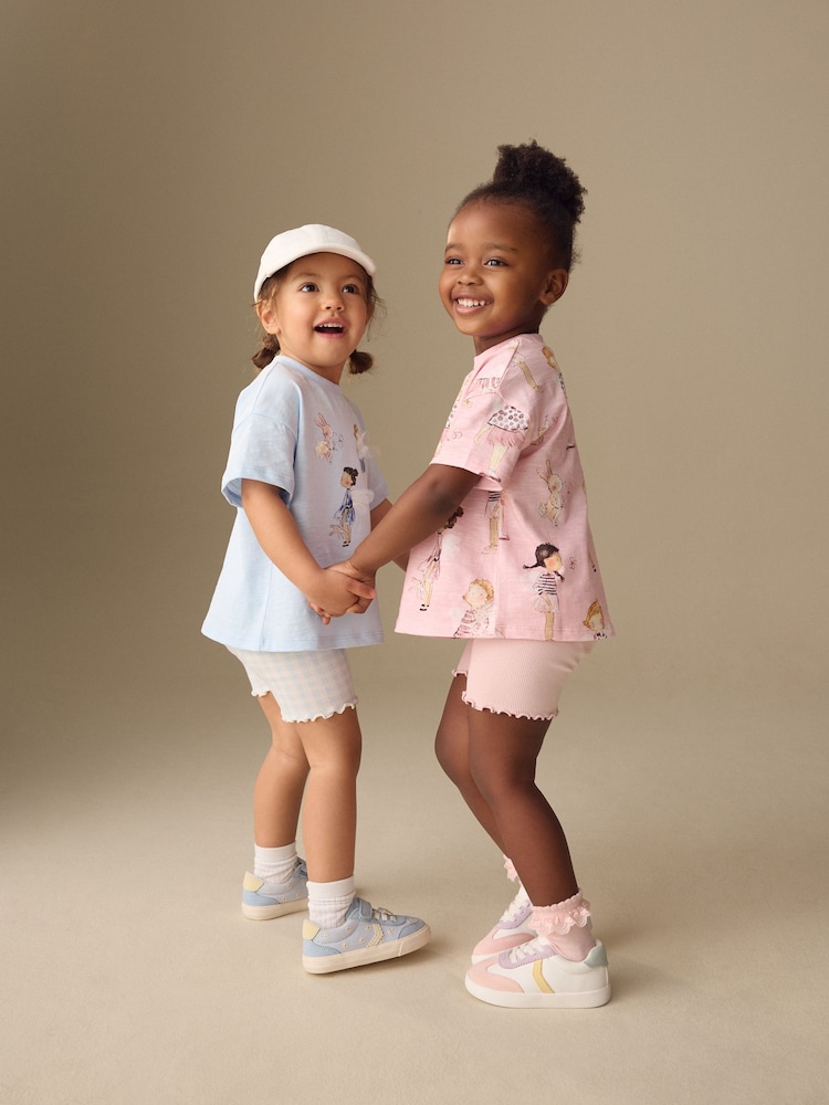 Blue/Pink Top & Cycle Shorts Set 2 Pack (3mths-7yrs) - Image 2 of 5