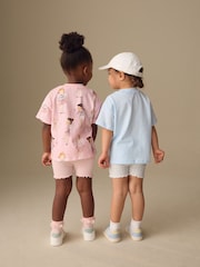 Blue/Pink Top & Cycle Shorts Set 2 Pack (3mths-7yrs) - Image 3 of 5