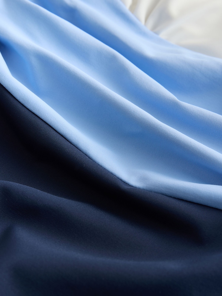 Tamsiai mėlyna/balta - Maudymosi kostiumėlis su gilesne pilvo kontrole - 4 paveikslėlis iš 4