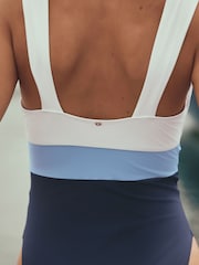 Navy/White Plunge Tummy Control Swimsuit - Image 5 of 9