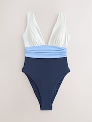 Navy/White Plunge Tummy Control Swimsuit - Image 6 of 9
