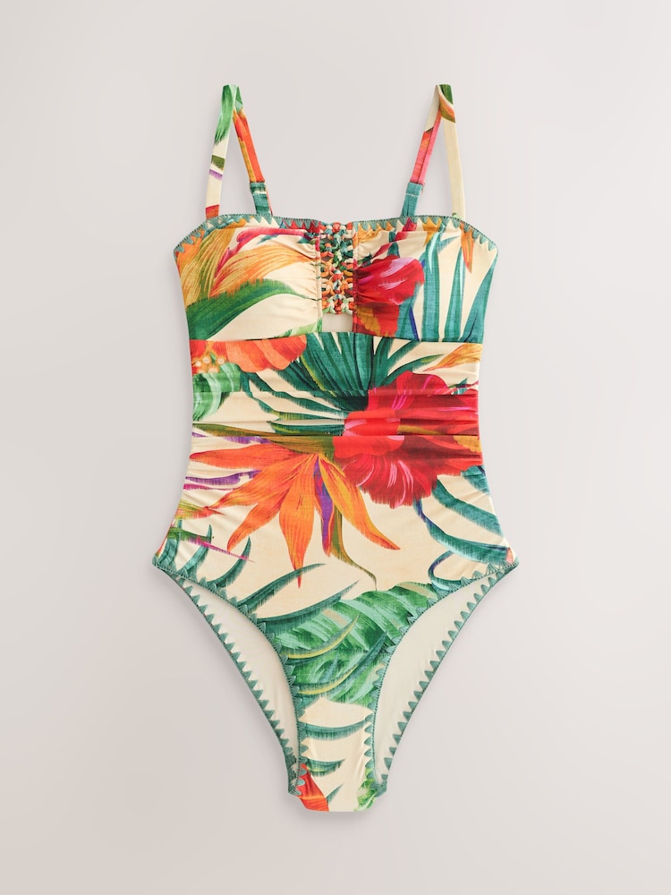 Red Tropical Bandeau Swimsuit - Image 1 of 5