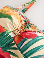 Rot mit tropischem Muster - Bandeau-Badeanzug - Bild 11 von 11