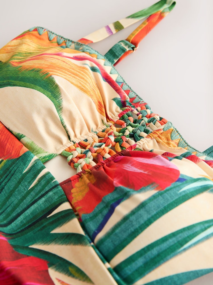 Rot mit tropischem Muster - Bandeau-Badeanzug - Bild 11 von 11 Rot mit tropischem Muster - Bandeau-Badeanzug - Bild 11 von 11