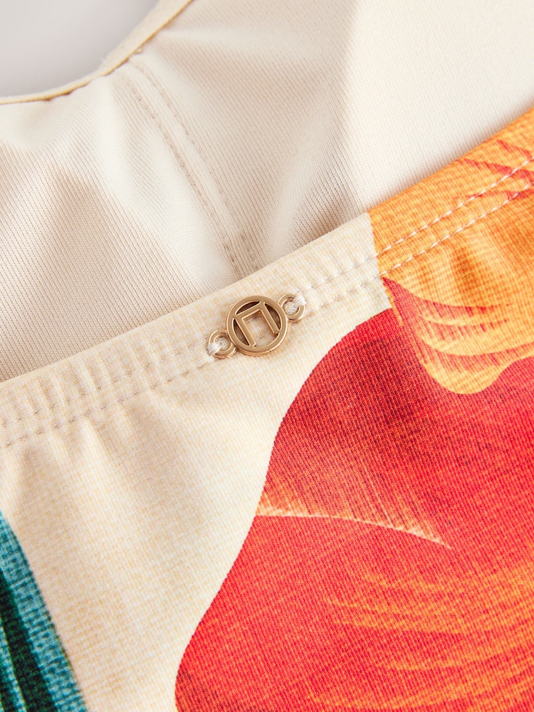 Red Tropical Skirted Swim Dress - Image 4 of 4 Red Tropical Skirted Swim Dress - Image 4 of 4