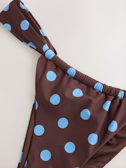 Chocolate Brown/ Blue Spot Tanga Bikini Bottoms - Image 2 of 3