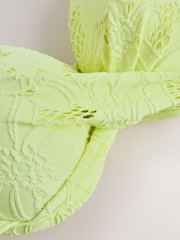 Yellow Broderie Padded Wired Plunge Bikini Top - Image 6 of 7