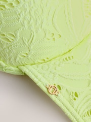 Yellow Broderie Padded Wired Plunge Bikini Top - Image 7 of 7