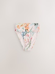 Pink Floral High Waist High Leg Roll Top Bikini Bottoms - Image 1 of 3