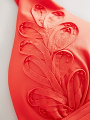 Rot - 3D Embroidered Plaited Strap Triangle Bikini Top - Bild 3 von 4