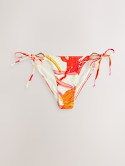 Kew Collection Cream/Red Floral Tie Side Hardware Tie Side Bikini Bottoms - Image 5 of 7